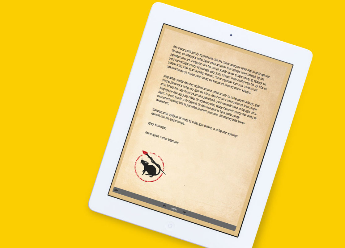 iBook page design layout mock-up on iPad