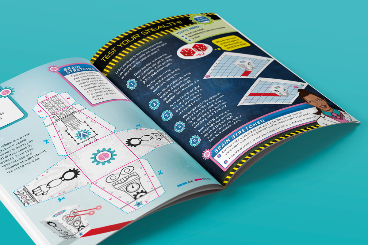Volcano Industries handbook page layout design mock-up