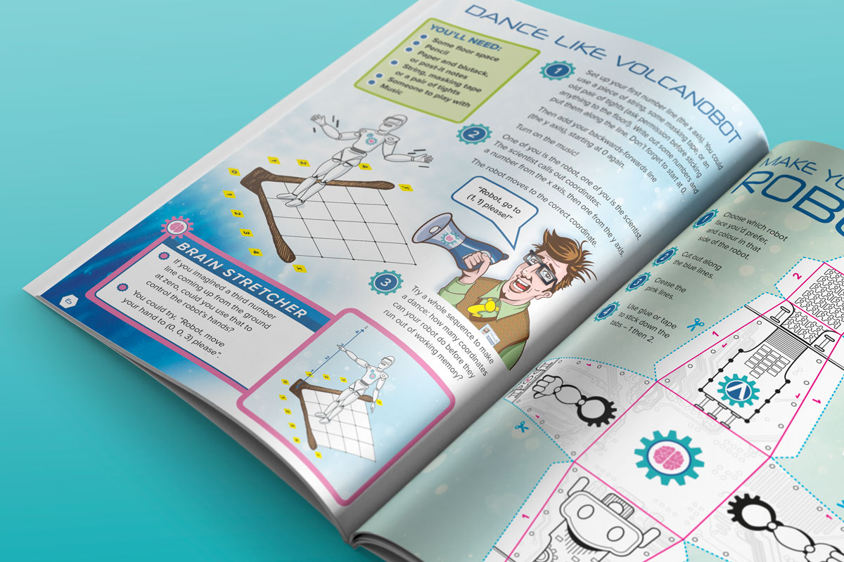 Volcano Industries handbook page layout design mock-up