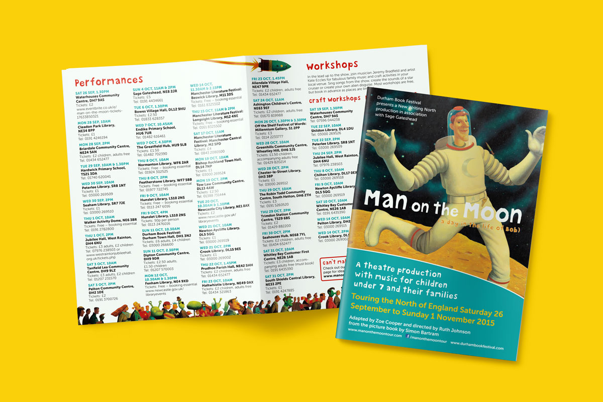 Man On The Moon On Tour leaflet design mock-up