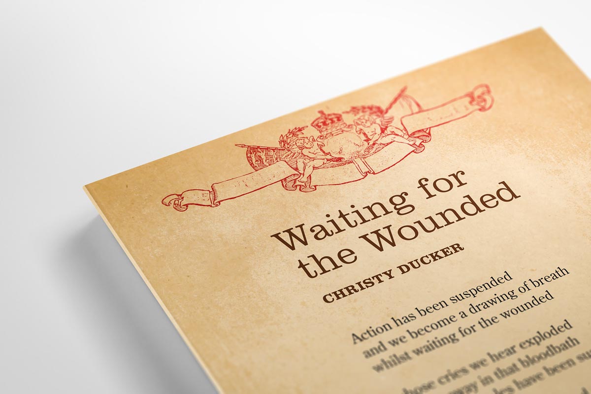 Detail of WW1-inspired illustrated poetry card