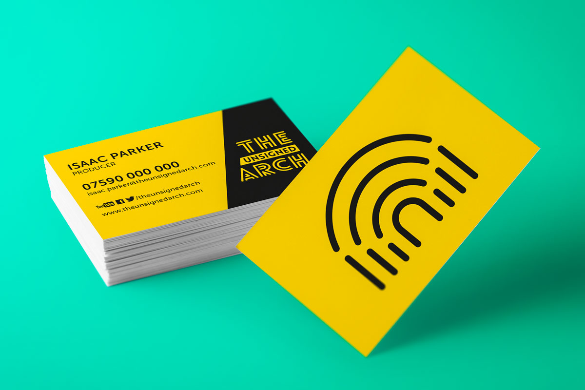 The Unsigned Arch business card design mock-up