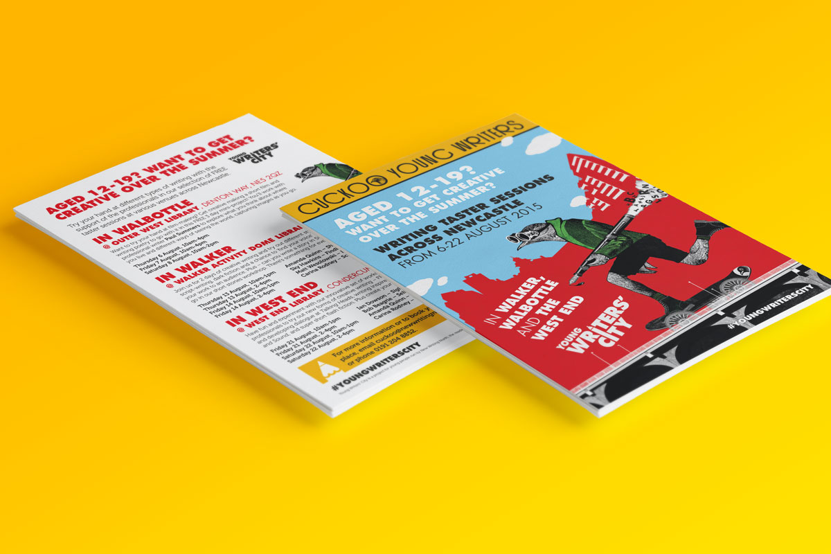Young Writers’ City leaflet design mock-ups