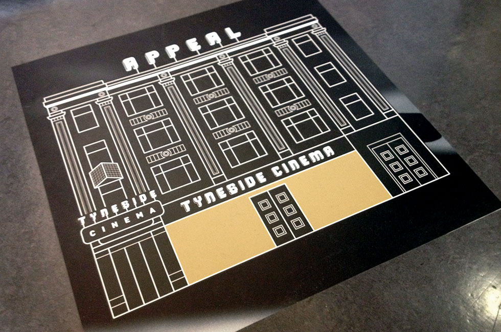 Tyneside Cinema Appeal floor vinyl on display in cinema foyer