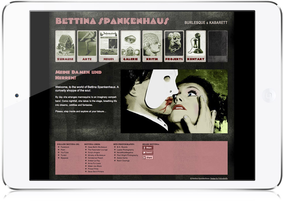 Bettina Spankenhaüs website design layout on iPad