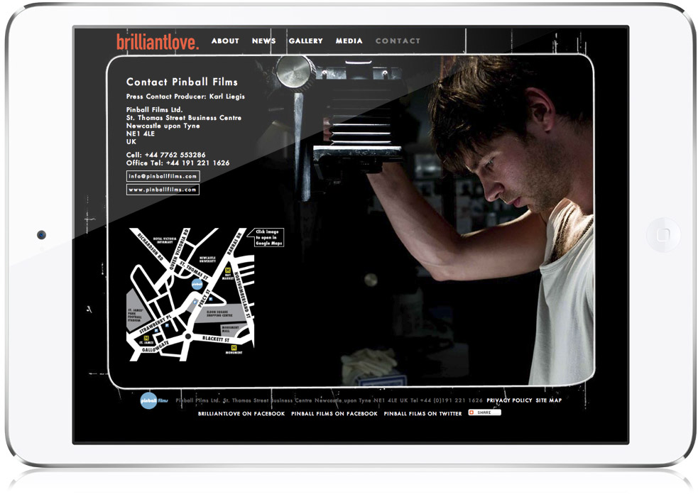 brilliantlove website design contact page layout sample on iPad