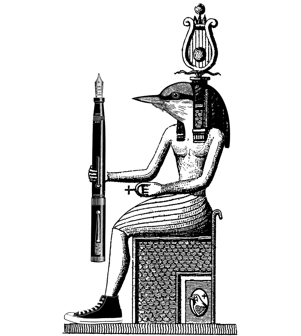 Illustration of a Cuckoo dressed as an Egyptian hieroglyphic © David McClure