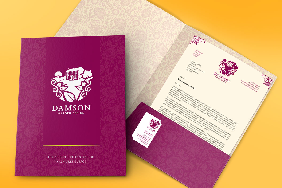 Damson Garden Design presentation folder mock-up