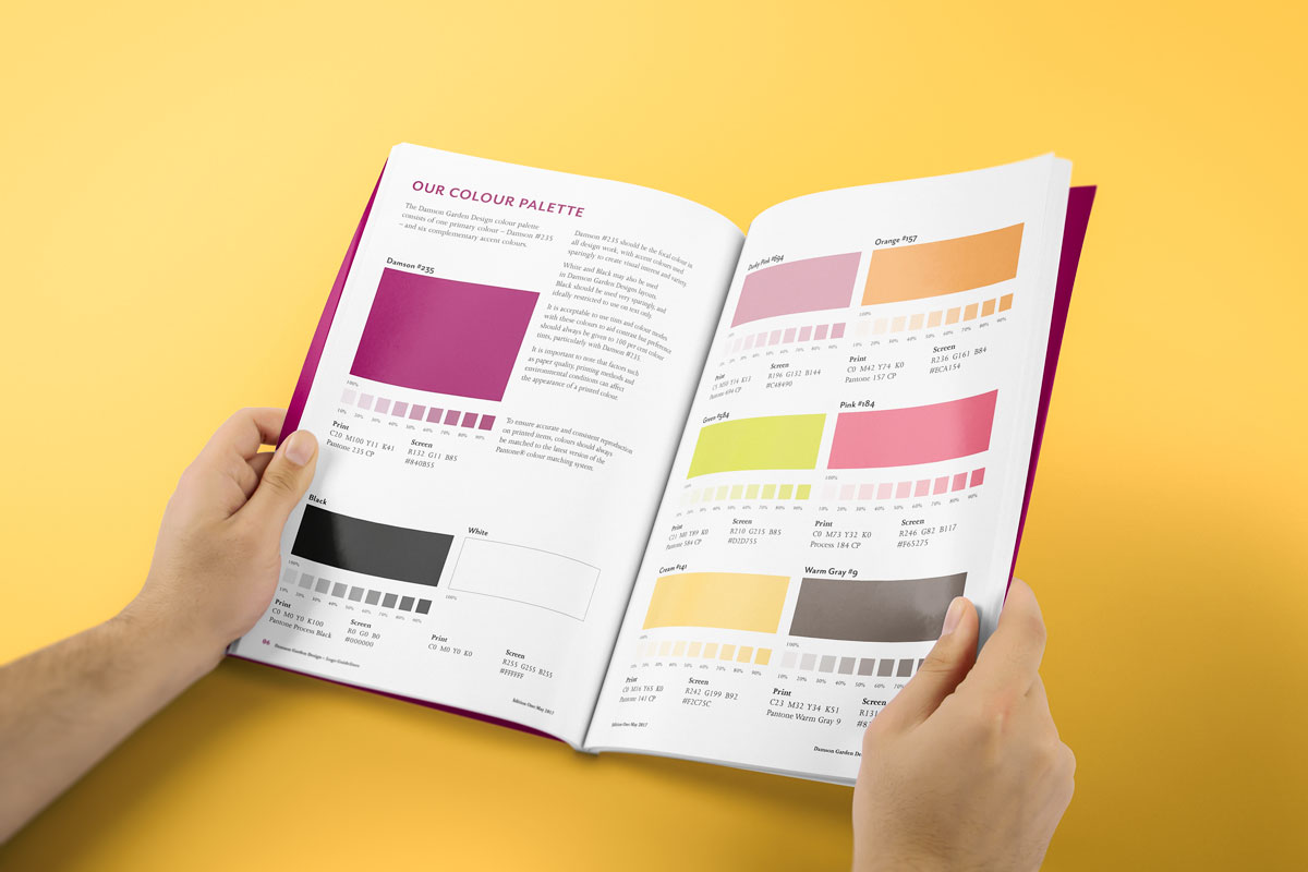 Damson Garden Design logo guidelines layout