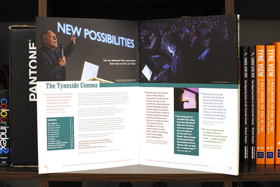 Tyneside Cinema Hires and Events brochure page layout design