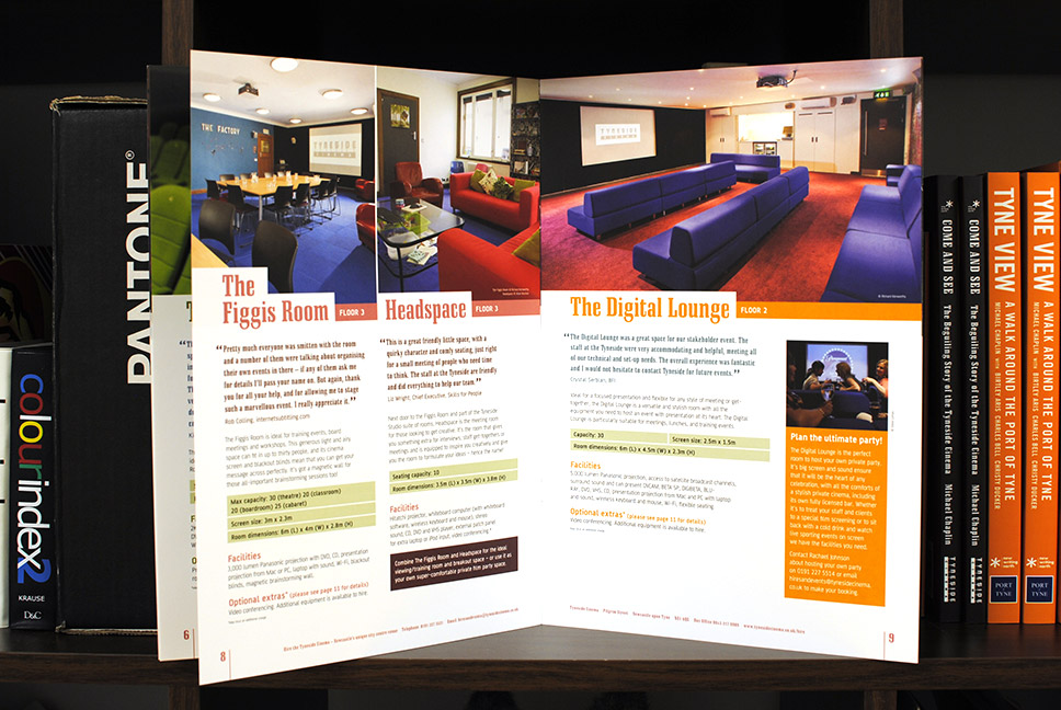 Tyneside Cinema Hires and Events brochure page layout design
