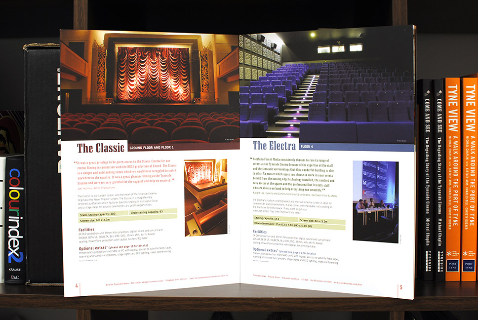 Tyneside Cinema Hires and Events brochure page layout design