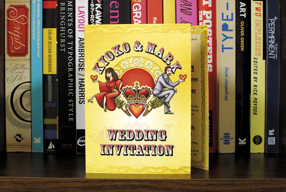 Japanese and Irish-themed wedding invitation design