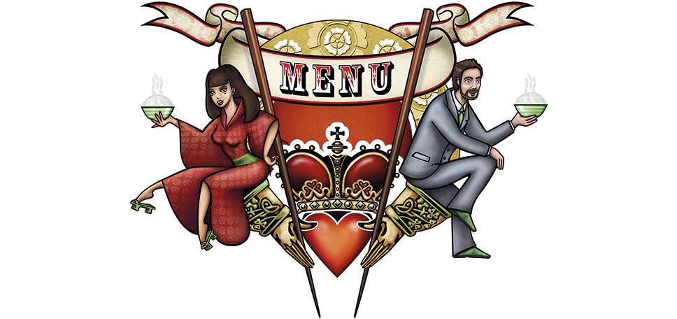 Japanese and Irish-themed wedding menu design