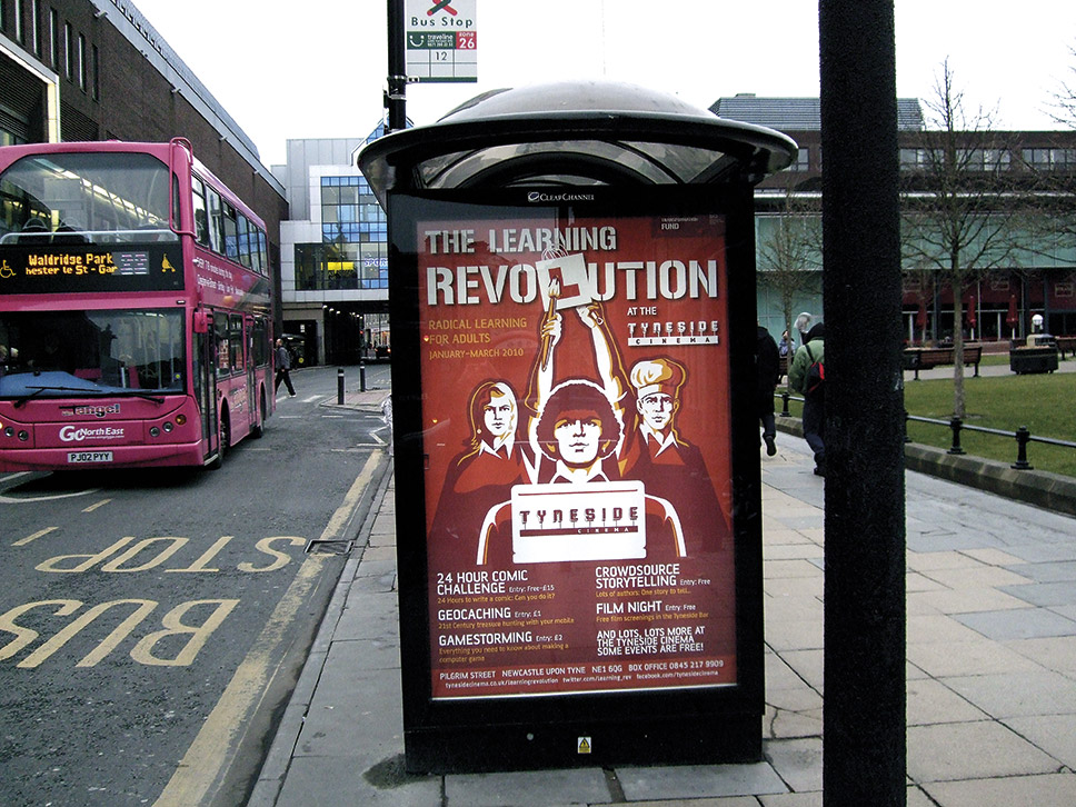 The Learning Revolution 4-sheet poster design displayed in bus stop