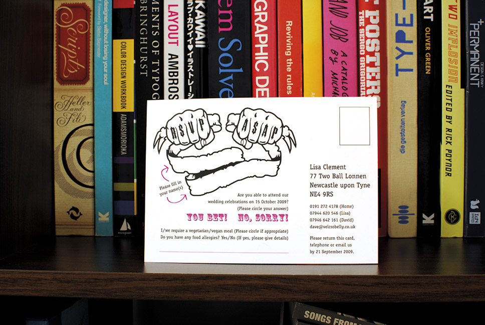 Naval tattoo-inspired wedding RSVP design
