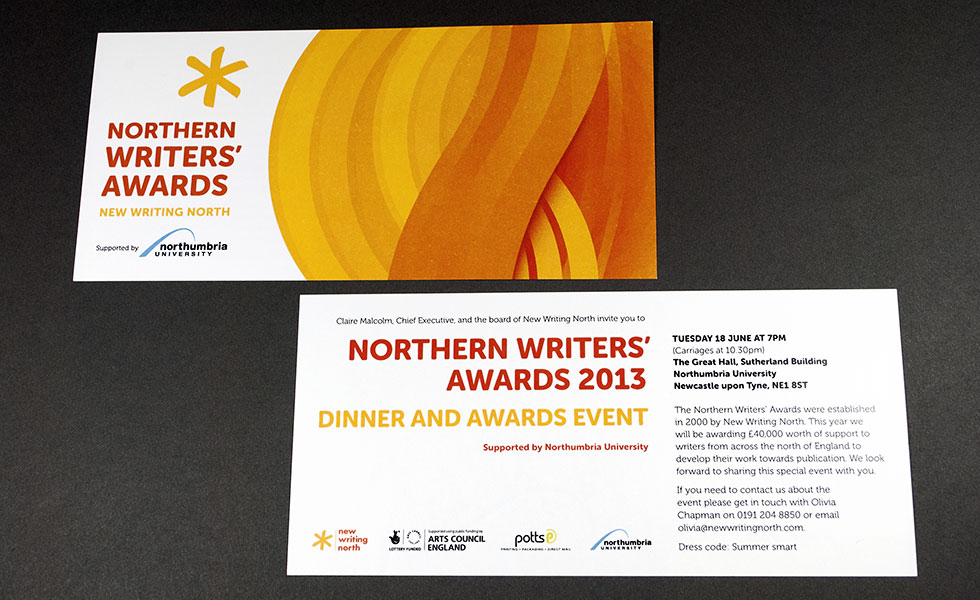 Northern Writers’ Awards ceremony invitation design