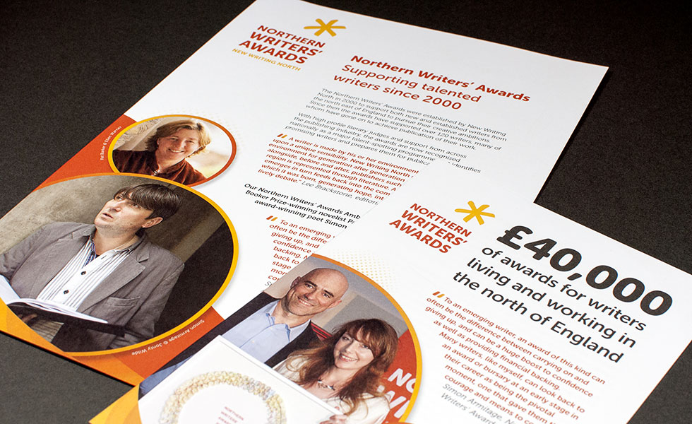 Northern Writers’ Awards fundraising leaflet design