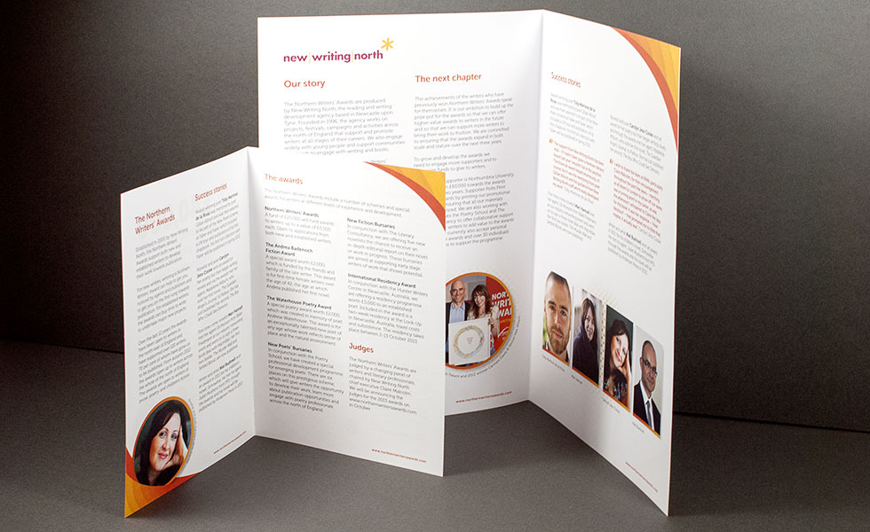 Northern Writers’ Awards fundraising leaflet design
