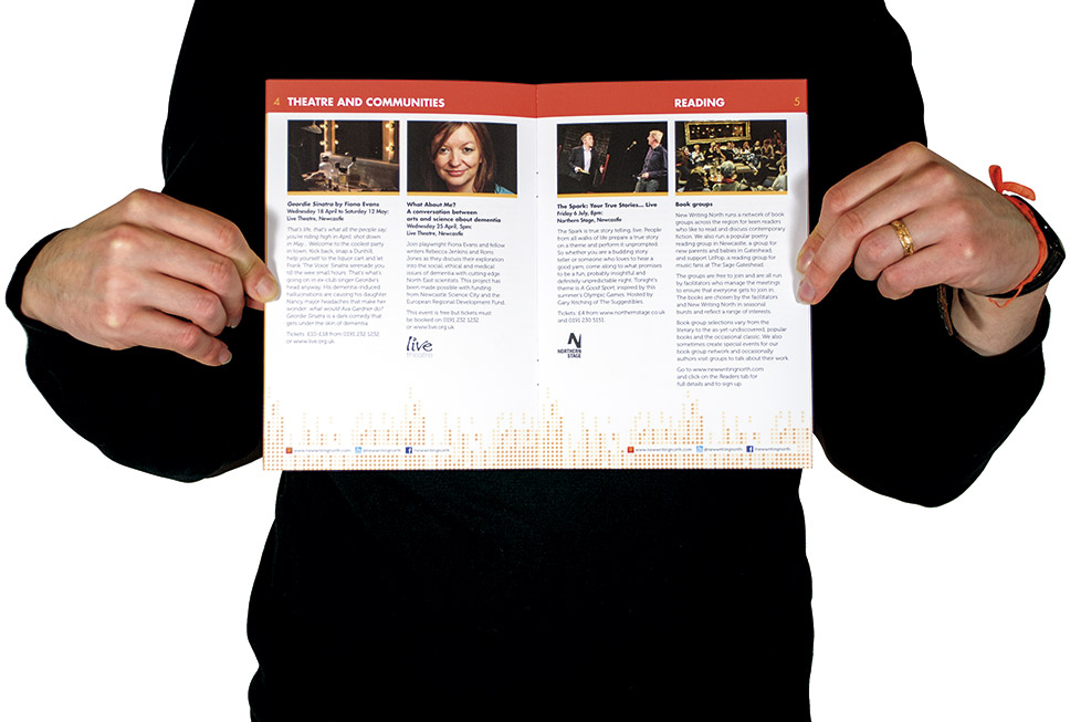 New Writing North events brochure layout design