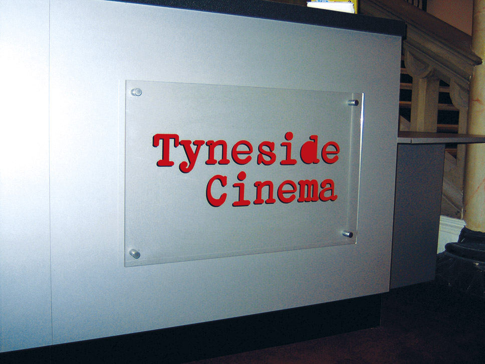 Reception signage designs for Tyneside Cinema at Old Town Hall, Gateshead