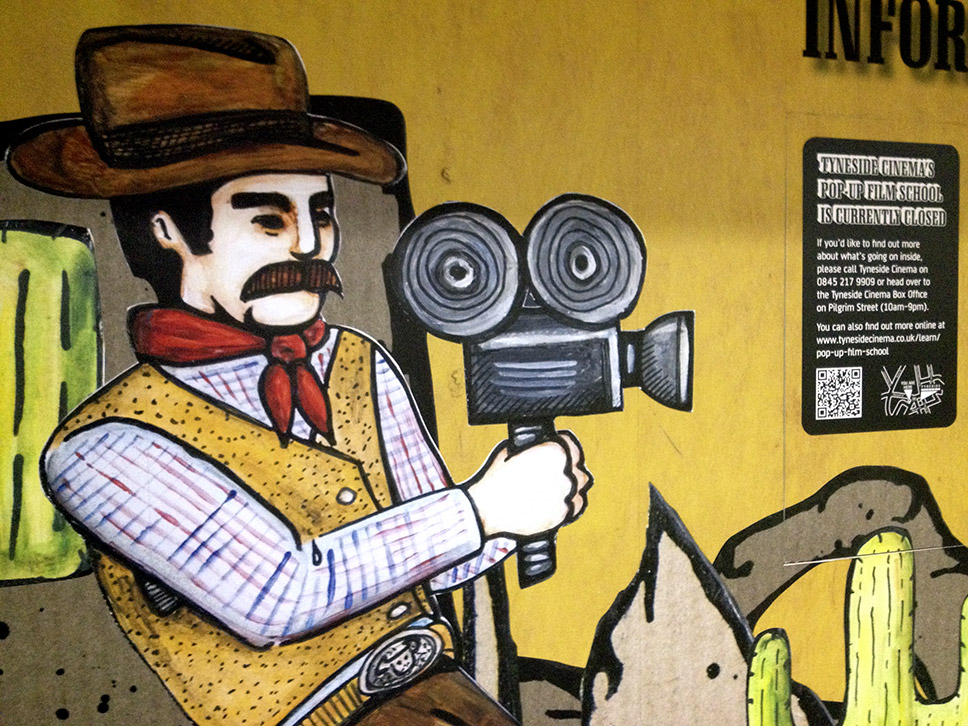 Pop-Up Film School shop hoarding design at intu Eldon Square