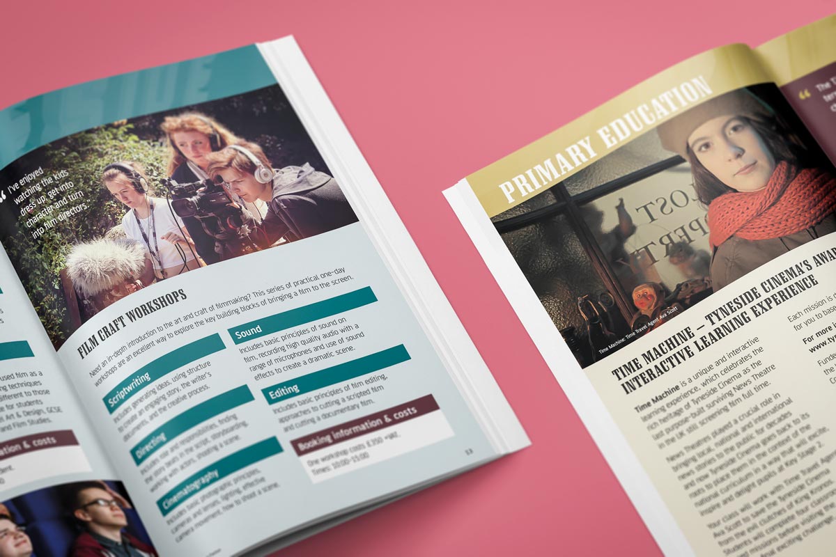Page layout designs for Tyneside Cinema Education booklet