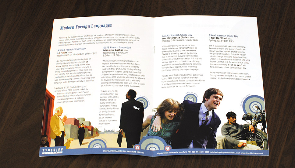 Tyneside Cinema Schools Programme layout design