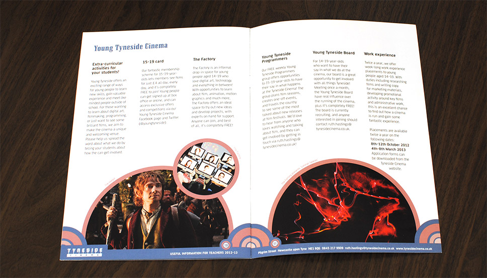 Tyneside Cinema Schools Programme layout design